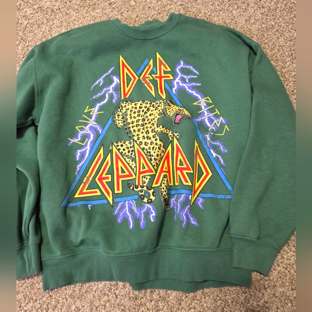Def Leopard Womens Crewneck Sweatshirt Medium 70s Rock Band